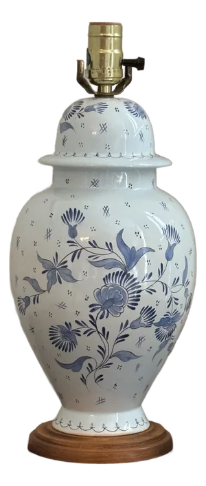 Vintage Rustic European Faience Style Ginger Jar Table Lamp