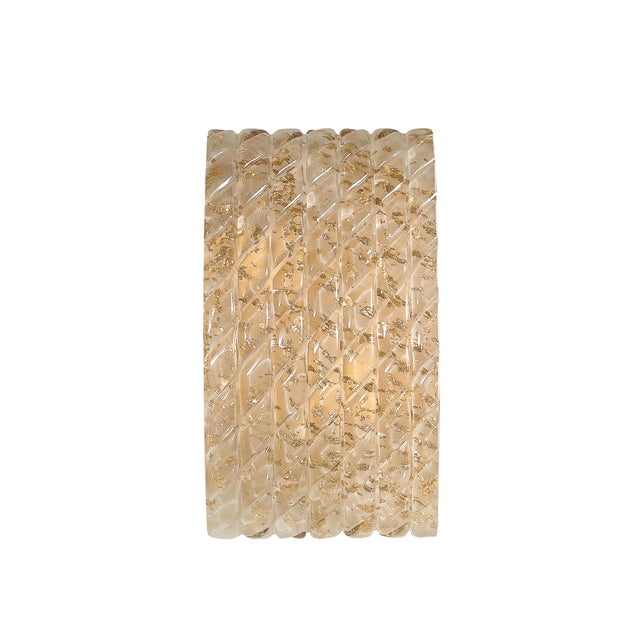 Pair of Modernist Hand-Blown Murano Braided Motif Glass Sconces W/ 24 Karat Gold For Sale - Image 10 of 18