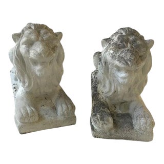 1940s Concrete Lions - a Pair For Sale