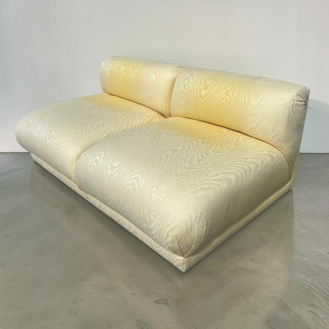 Vintage Bernhardt Brass Base Slipper Love Seat For Sale - Image 11 of 14