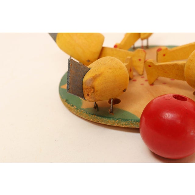 Wood Vintage Swedish Modern Folk Art Wood Pecking Chicken Rooster Paddle For Sale - Image 7 of 10