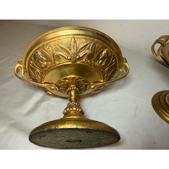 Pair of Antique 19th Century Gilt Bronze Wood Tazza Centerpiece Bowl Compote For Sale - Image 9 of 13