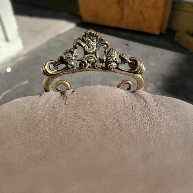 Metal An Italian Neoclassical Brass Single Side Chair - Vanity Chair For Sale - Image 7 of 8