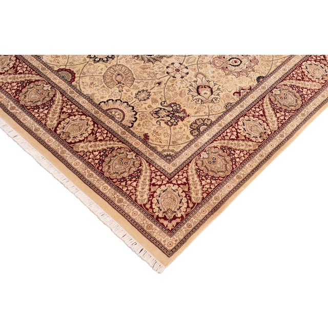 Shabby Chic Elegant Pak-Persian Beige/Red Wool Rug - 8'0'' X 10'2'' For Sale - Image 3 of 9