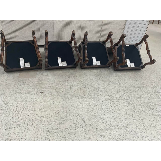 1990s Set of 4 Chairs Made of Wood and Leather by Theodore Alexander For Sale - Image 9 of 9