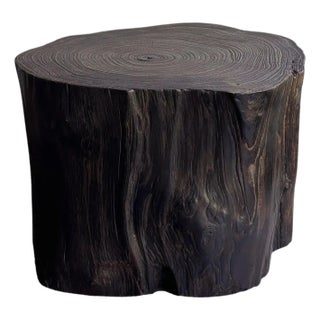 Tree Trunk Side Table Solid Teak Wood Natural Finish Modern Organic For Sale