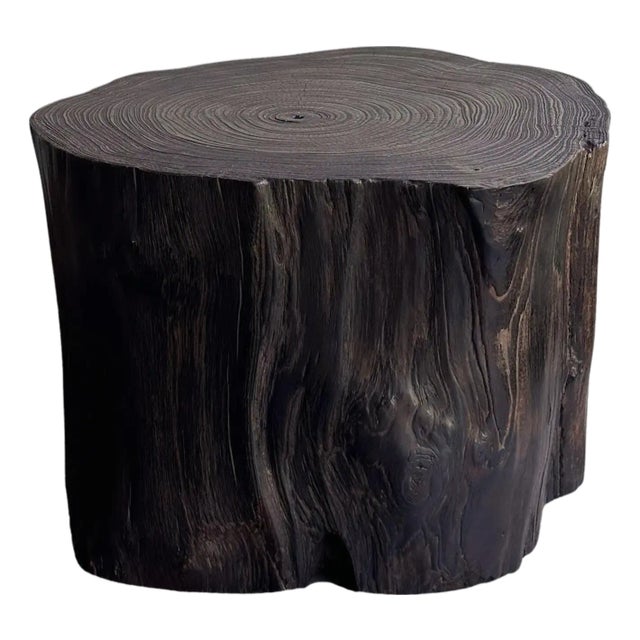 Tree Trunk Side Table Solid Teak Wood Natural Finish Modern Organic For Sale