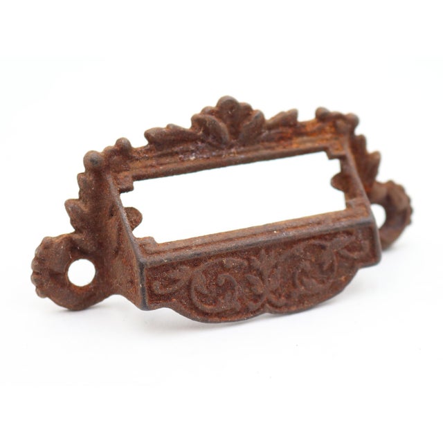 Victorian Pair of Antique 3.5 In. Victorian Iron Apothecary Bin Pulls For Sale - Image 3 of 5