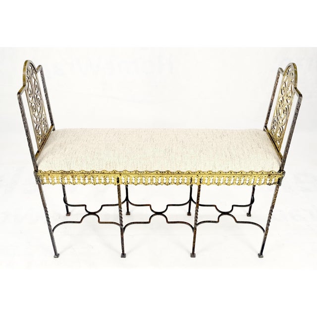 Victorian Antique Solid Brass & Steel Fine Gothic Style Compact Decorative Window Bench For Sale - Image 3 of 8