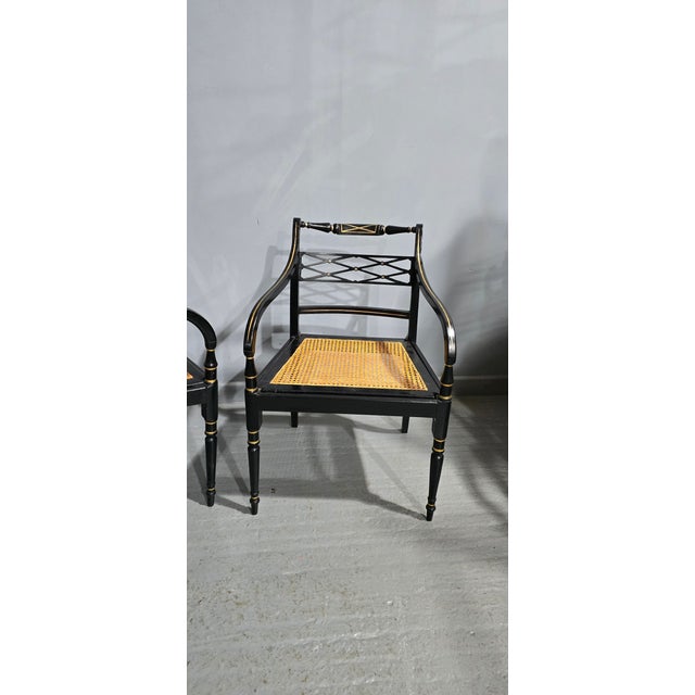 Black Regency Ebony Armchairs, 1900s, Set of 2 For Sale - Image 8 of 12