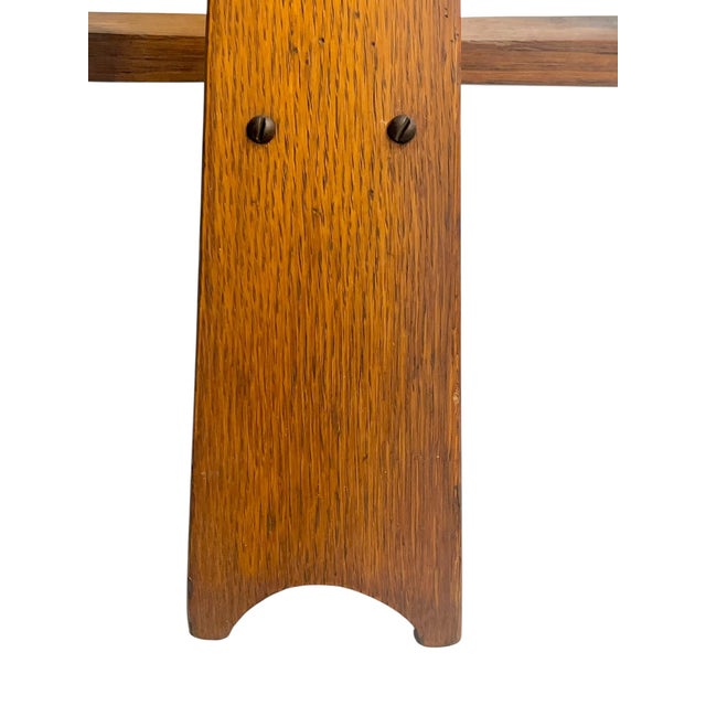 Antique Oak Folk Art Arts and Crafts Mission Table For Sale - Image 6 of 16