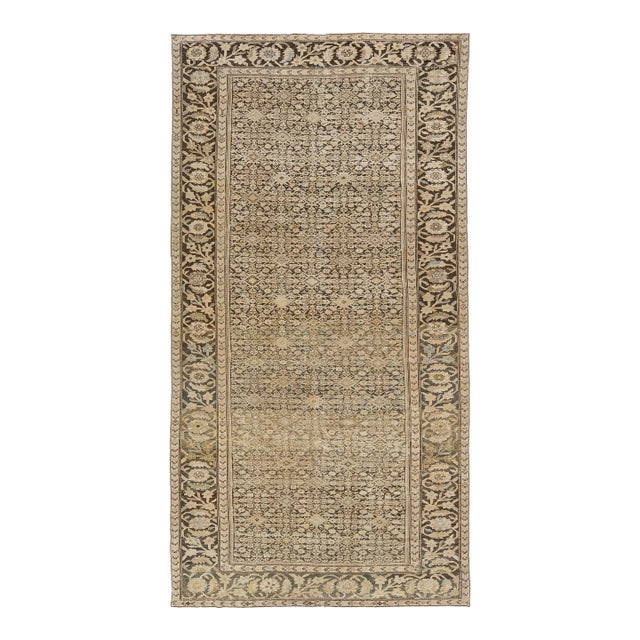 Antique 19th Century Malayer Rug, Muted Wool Gallery Runner For Sale
