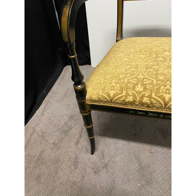 Traditional Hand Painted Regency Style Black and Gold Desk Chair Attributed to Kittinger For Sale - Image 3 of 8
