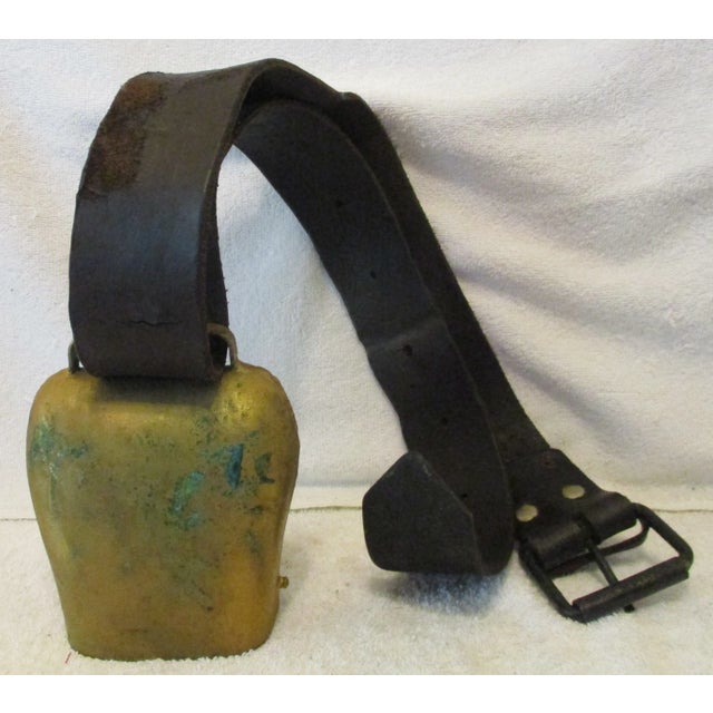 Antique Swiss Hand Forged Copper Cowbell With Leather Strap For Sale - Image 9 of 9