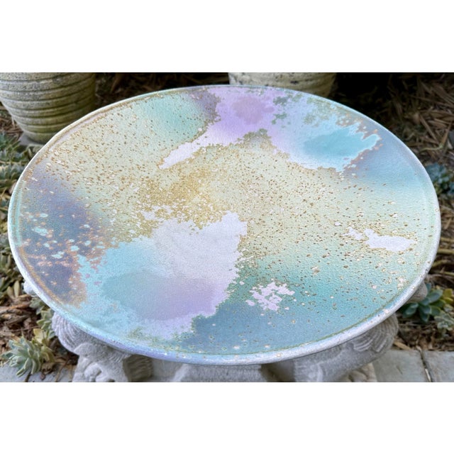Tony Evans Vintage Tony Evans Huge Abstract Modernist Raku Ceramic Studio Art Pottery Decorative Platter 19" For Sale - Image 4 of 12