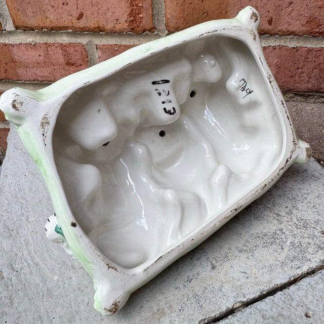 Vintage Mid 20th Century Italian Majolica Trio of Pups Figurine For Sale - Image 10 of 11