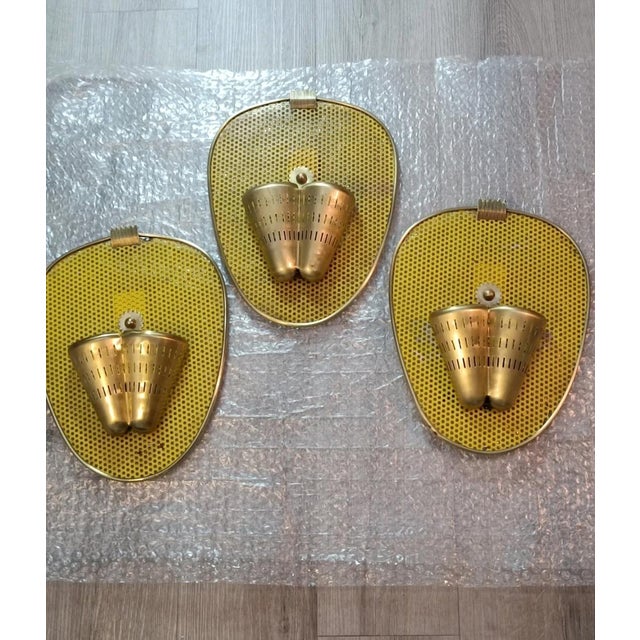 Mathieu Matégot Wall Sconces attributed to Mathieu Matégot for Ateliers Mategot, 1950s, Set of 3 For Sale - Image 4 of 11