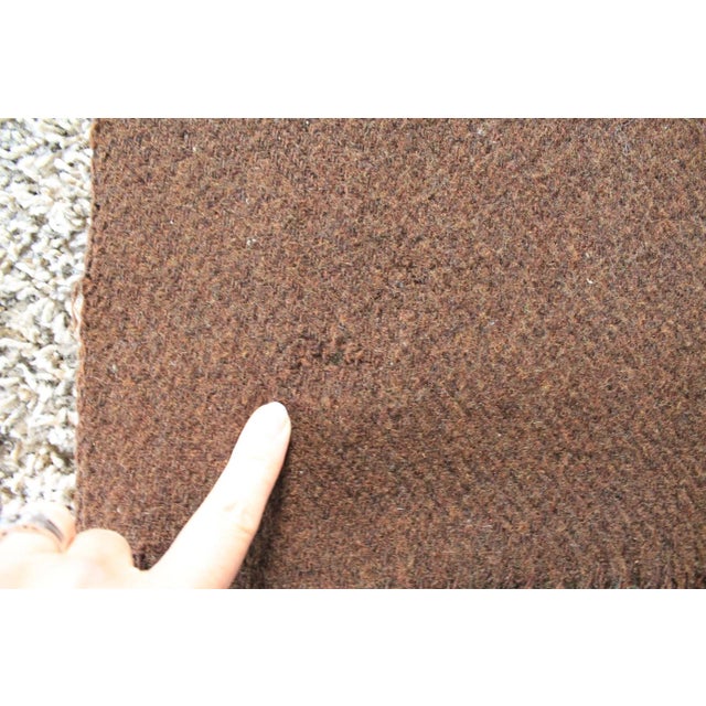 Vintage Army Green & Brown Plaid Wool Blanket For Sale - Image 10 of 15