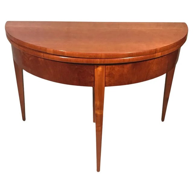 Wood Biedermeier Demi-Lune Cherrywood Table, Germany, 1820s For Sale - Image 7 of 7