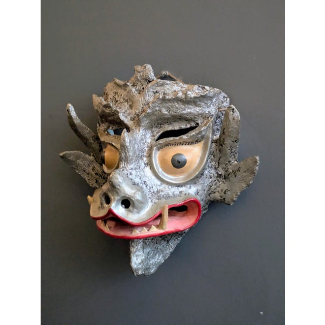 Vintage Chinese Paper-Maché Folk Art Dragon/Demon Mask For Sale - Image 4 of 9