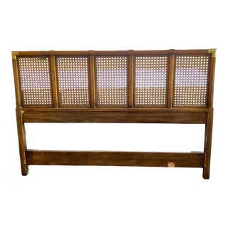 1970s Vintage Mid-Century Modern Drexel Heritage Accolade Mid-Century Modern Queen Caned Headboard For Sale