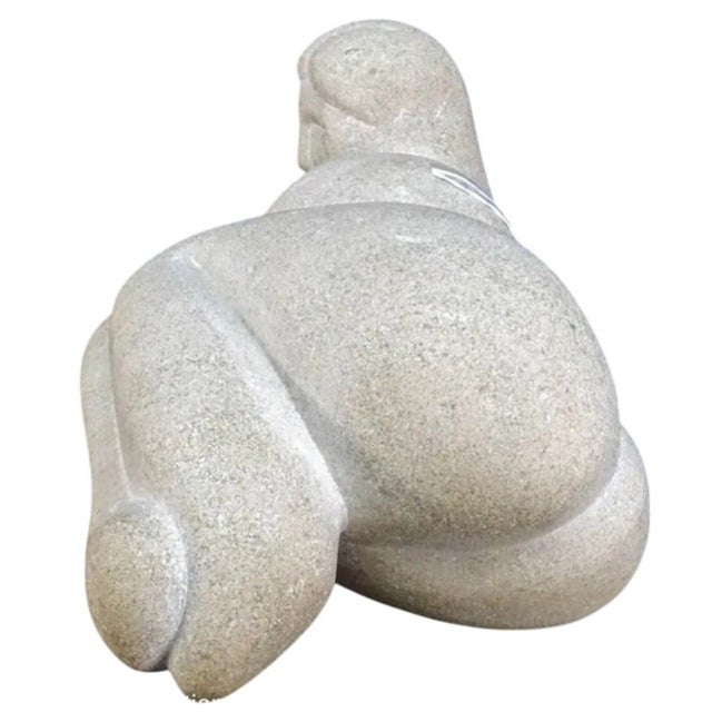 1980s Vintage Abstract Carved Stone Sculpture Reclining Woman Modernist For Sale - Image 5 of 6