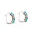 Early 21st Century Ladies 18k White Gold 2.25ctw Diamond and Turqouise Huggie Hoops Earrings, Pair For Sale - Image 5 of 8