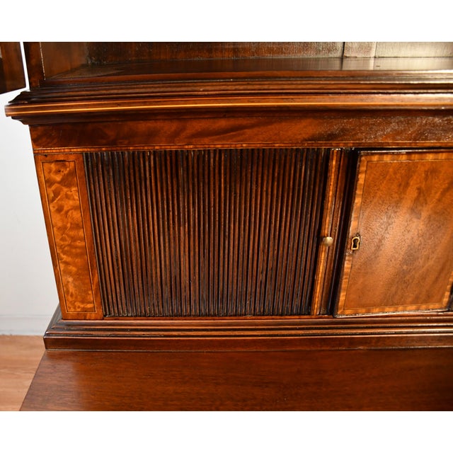 1930s 1930s Federal Style Mahogany Secretary Desk Hutch Display Cabinet Bookcase For Sale - Image 5 of 18