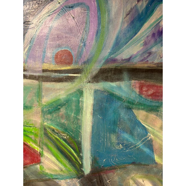 Large Vintage Contemporary Abstract Oil Painting 50 X48 For Sale - Image 14 of 18