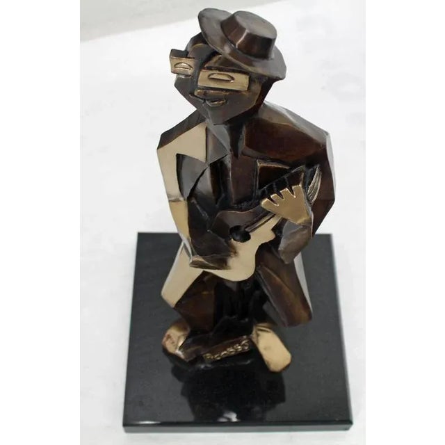 Mid-Century Modern Mid-Century Modern Picasso Bronze Guitarist Sculpture For Sale - Image 3 of 10