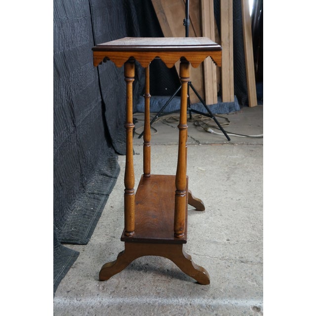Antique Victorian Eastlake 2 Tier Walnut Hall Side Table Sawtooth Apron 25" For Sale - Image 10 of 18