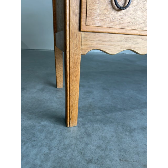 1970s Danish Oak Brutalist Carved Front Sideboard Attrb Henning Kjaernulf For Sale - Image 11 of 12