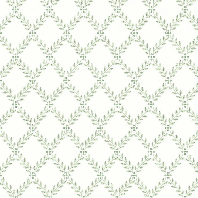 Boråstapeter Trellis Leaves Wallpaper In Leaf For Sale