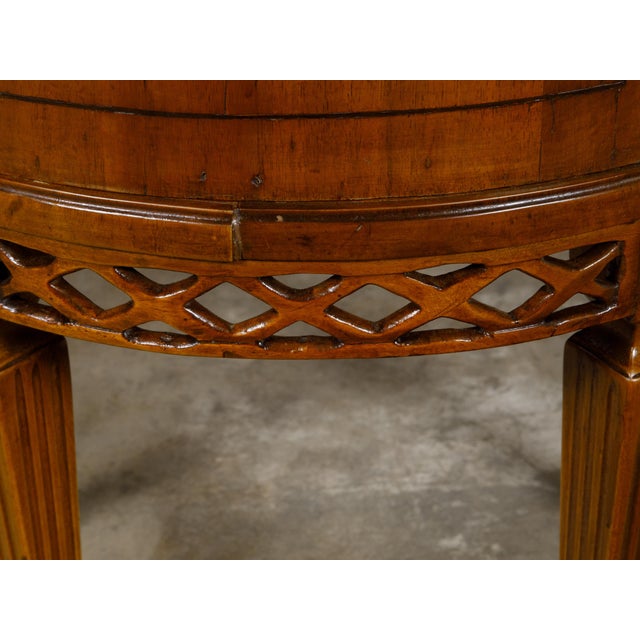 Walnut 19th Century Italian Demi-Lune Table with Banding and Fluted Legs For Sale - Image 10 of 12