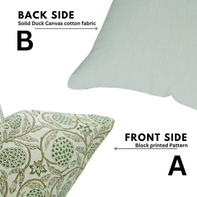 Not Yet Made - Made To Order Fabdivine Indian Block Print Cushion Cover 22x22 Inch Duck Canvas-Merakhi For Sale - Image 5 of 5