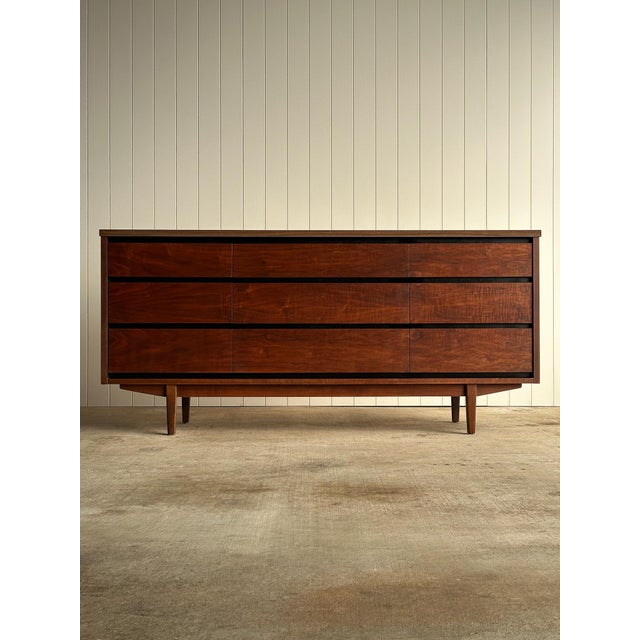 1960s Mid-Century Walnut Nine-Drawer Dresser by Stanley For Sale - Image 18 of 18