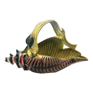 Hull Pottery Ebb Tide Shell Koi Fish Handled Basket Planter