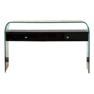 Bent Glass Lacquered Console with Suspended Drawers, 1990s For Sale