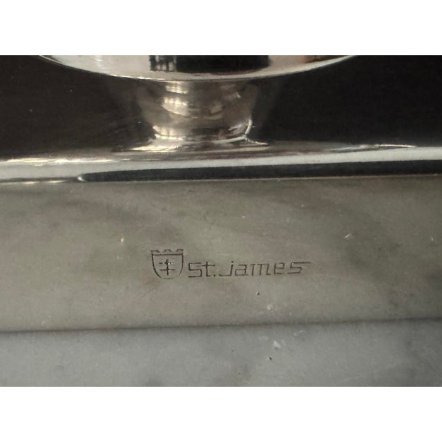 1970s Vintage St. James Silver Plate Vintage Caviar Server of Ovoid Form on Pedestal Base For Sale - Image 5 of 9