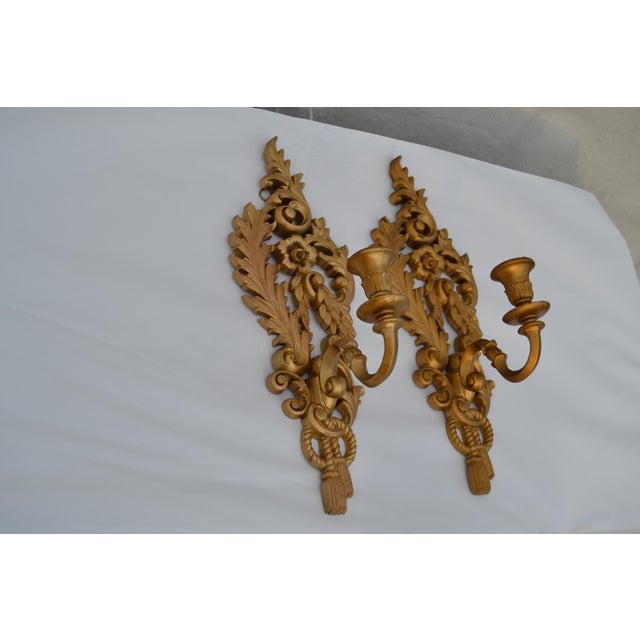 Late 20th Century Gothic Revival Burwood Gold Sconces- A Pair For Sale - Image 4 of 7