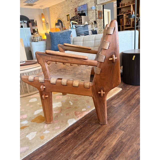 Mid-Century Modern Mid-Century Modern Tooled Leather Sling / Safari Lounge Chair by Angel Pazmino, Ecuador, C. 1960s For Sale - Image 3 of 11