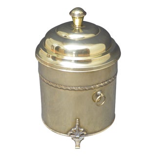 Edwardian Brass Coal Bin with Lid and Decorative Handles, 1900 For Sale