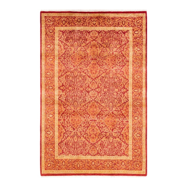 Mogul, One-of-a-Kind Hand-Knotted Area Rug - Orange, 4' 2" x 6' 5" For Sale