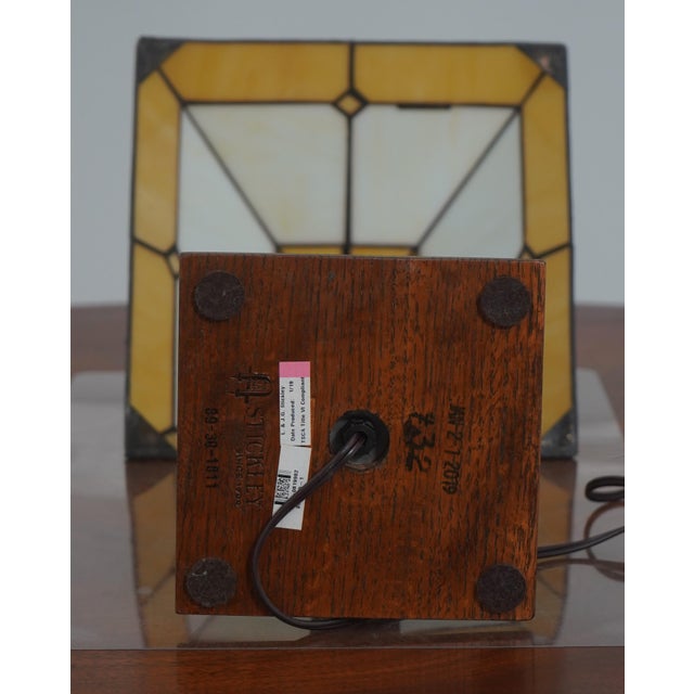 Stickley Slag Glass Mission Oak Lamp For Sale - Image 11 of 12