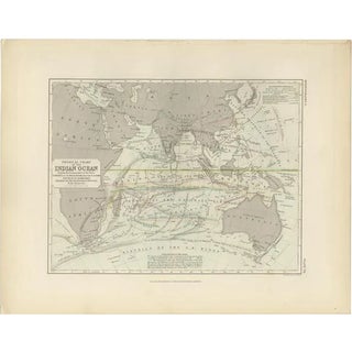 Antique Physical Chart of the Indian Ocean by Johnston, 1850 For Sale