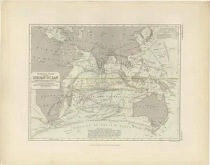 Antique Physical Chart of the Indian Ocean by Johnston, 1850