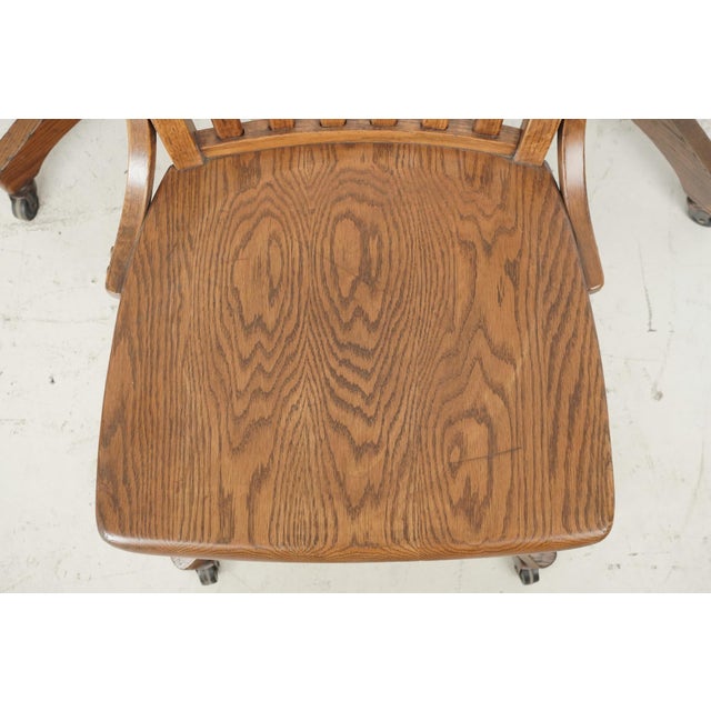 Mid 20th Century Antique Quarter Sawn Oak Swivel Desk Chair For Sale - Image 5 of 11