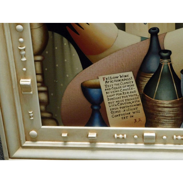 Pink Anton Arkhipov Uncorked 1999 Original Hand Signed Oil Painting Make an Offer For Sale - Image 8 of 11