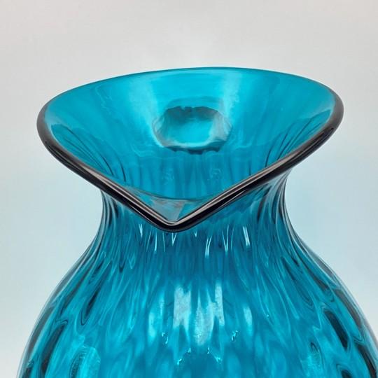 Mid-Century Modern Blenko Seabreeze Diamond Optic Pitcher With Clear Handle (Large, 2014/2015 Catalogue #1010d) Rough Pontil For Sale - Image 9 of 18