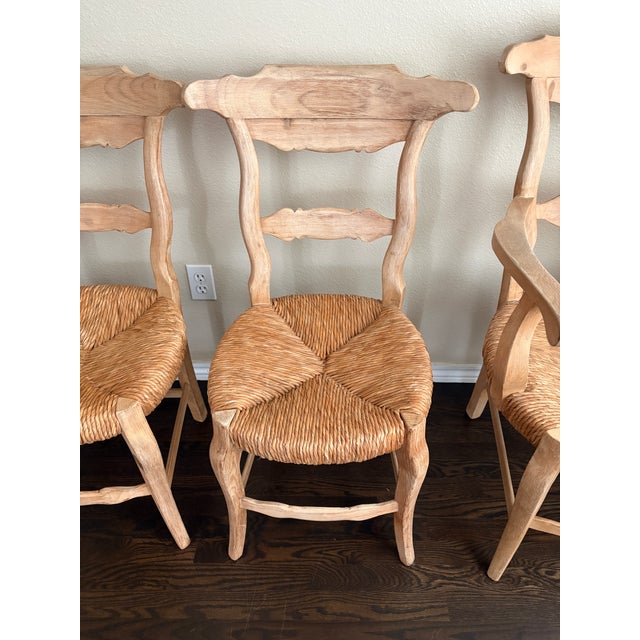 Wood French Provincial Style Dining Chairs With Woven Seats — Set of Six For Sale - Image 7 of 8